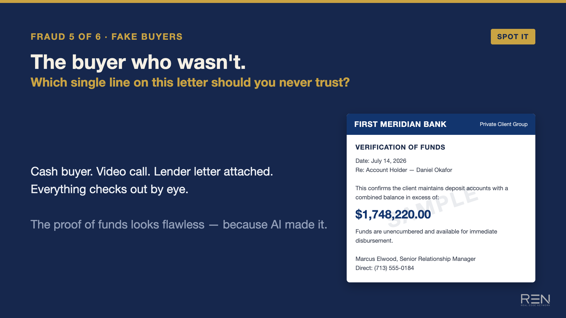 Slide 12 of Can You Spot the AI Scam? 6 Real Estate Frauds That Pass the Eye Test